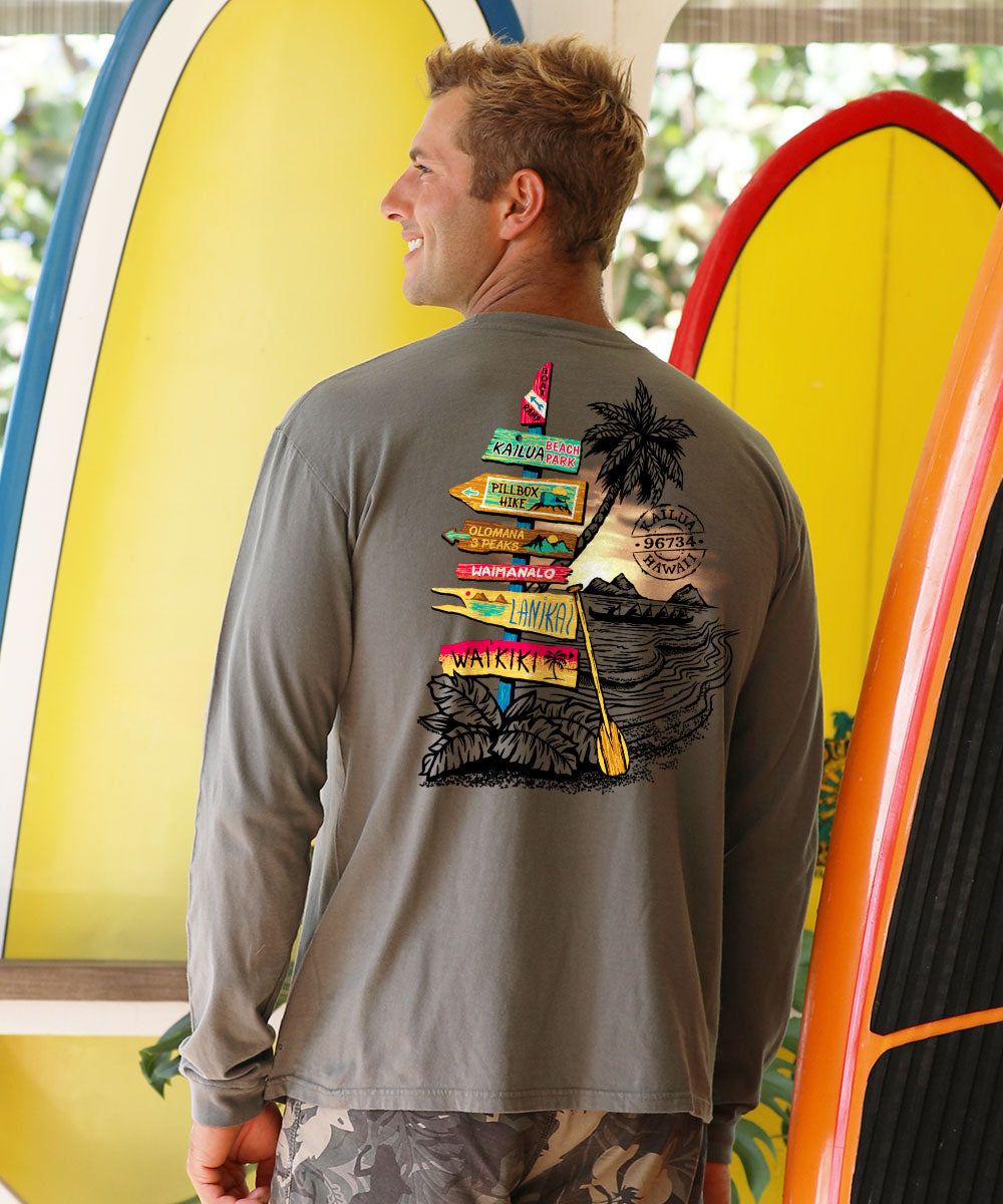 Kailua Signs - Crater Dyed® Long Sleeve Crewneck T-Shirt