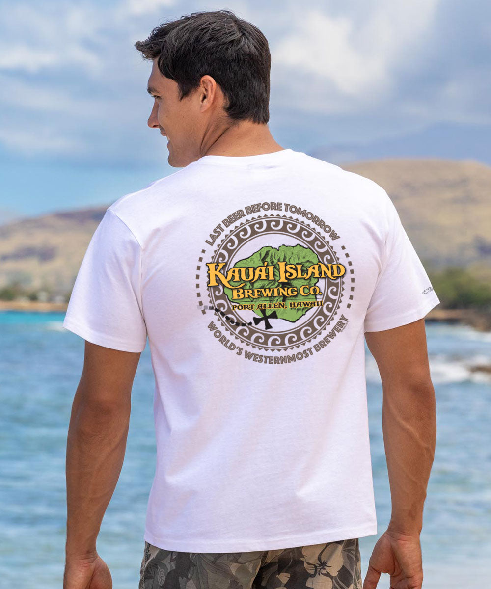 Kauai Island Brewing Co Tribal Circle - White Short Sleeve Crewneck T-Shirt