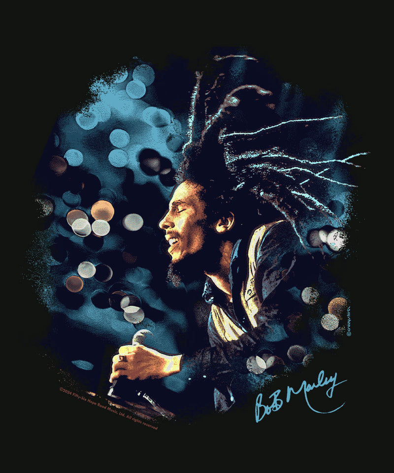 Bob Marley Bokeh Dreadlocks - Jet Black Short Sleeve Pima T-Shirt