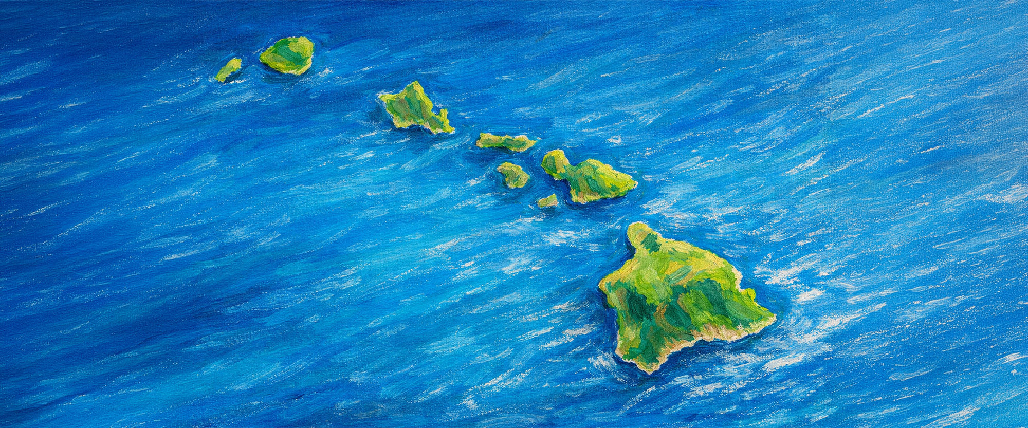 Map of Hawaii on a blue background