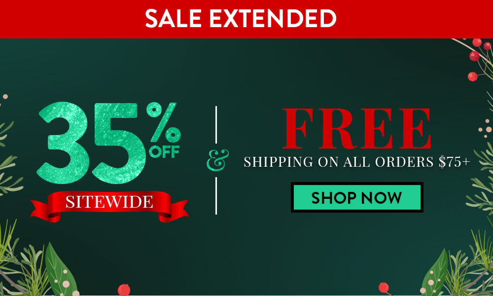 Cyber Monday sale flyer with 35% off and free shipping offer on a green and red background.