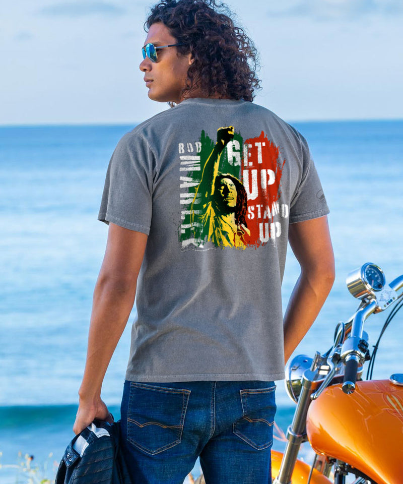 Bob Marley Get Up Stand Up - Crater Dyed® Short Sleeve Crewneck T-Shirt