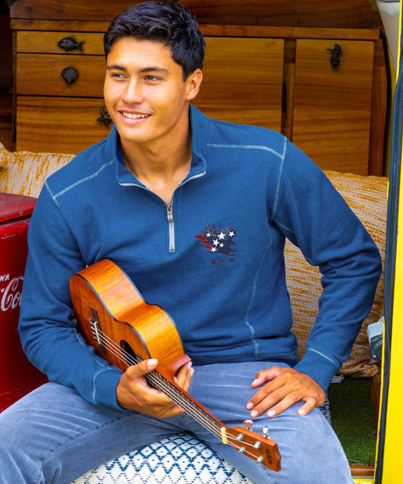 American Pride - Blue Heather Long Sleeve Mountain Peak Pullover