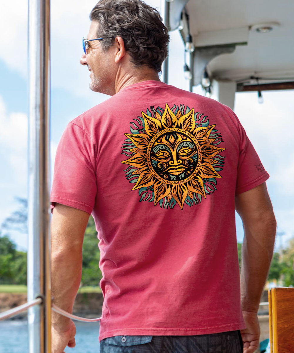 Radiating Sun - Paradise Red Dyed Short Sleeve Crewneck T-Shirt