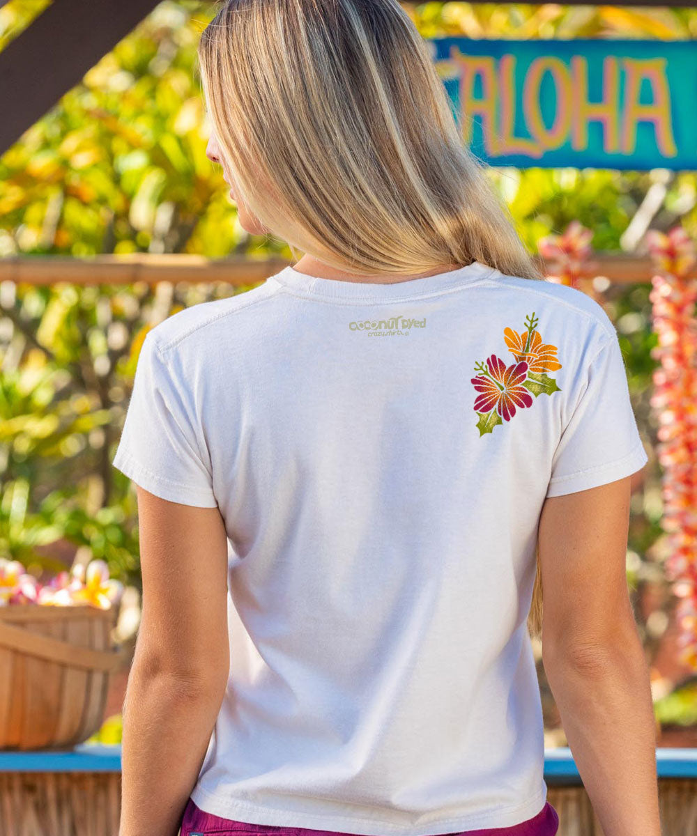 ★COVERNAT★ Cool Cotton Vacation Graphic T-Shirt Ivory CO25 Sunset Turtle Graphic Tee - Unisex Eco-Friendly Cotton Shirt