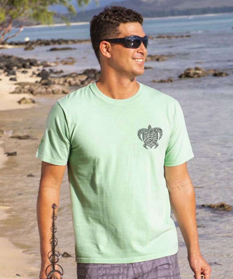 Good Luck Tribal Honu - Key Lime Dyed Short Sleeve Crewneck T-Shirt