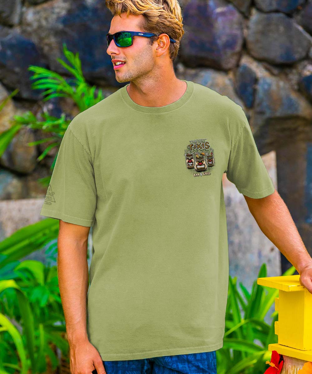 Thirsty Tikis - Hemp Dyed Short Sleeve Crewneck T-Shirt