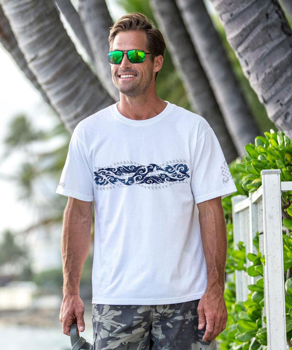 Tribal Mano Stripe T-Shirt | Men's White Short-Sleeve Crewneck