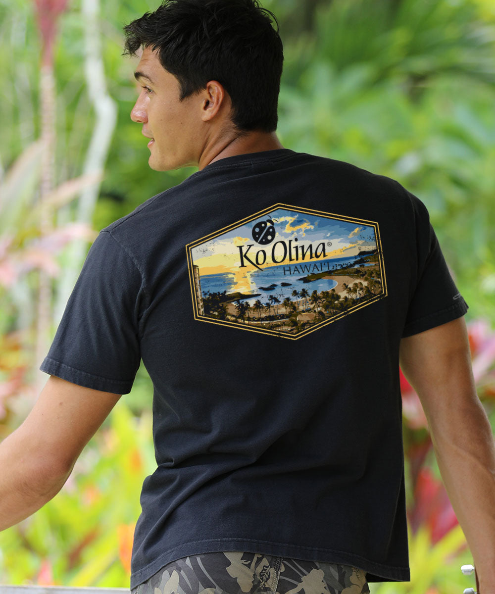 Koolina Lagoon Sunset T-Shirt | Men's Black Crewneck Tee