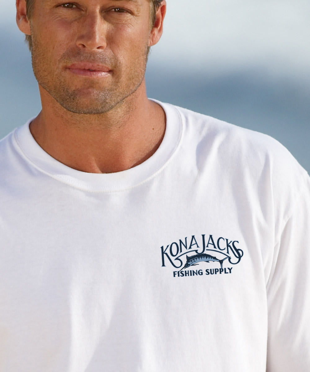 Kona Jacks T-Shirt | Men's White Short-Sleeve Crewneck