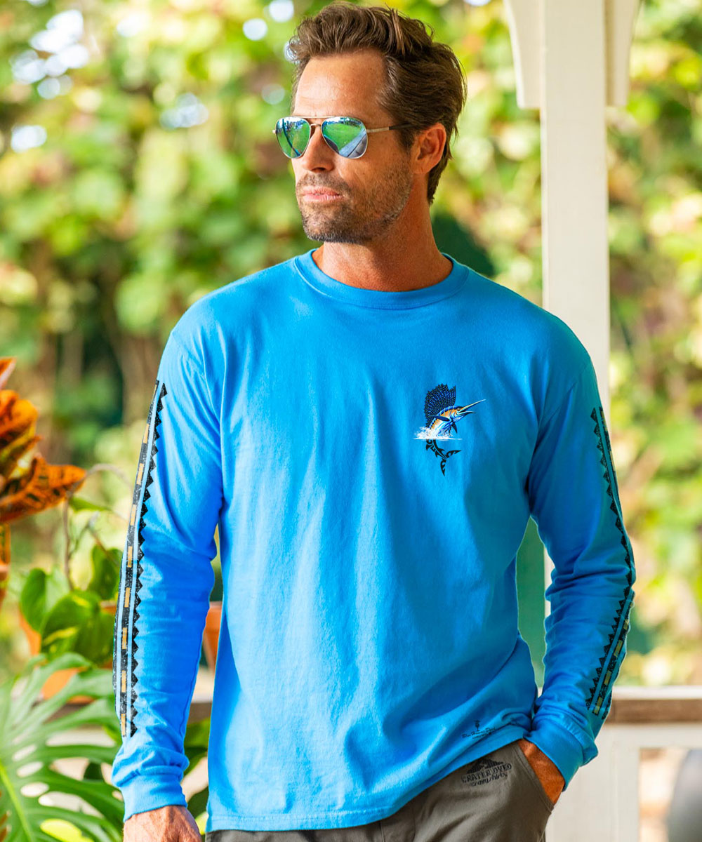 Sailfish Florida - Blue Hawaii Dyed Long Sleeve Crewneck T-Shirt