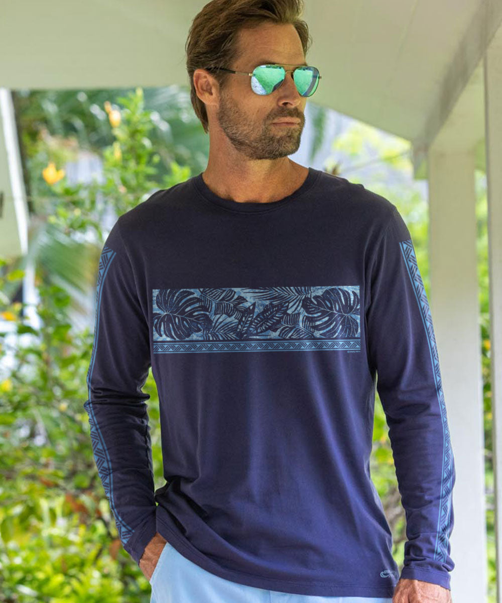 Holo Holo Chest Band T-Shirt | Men's Indigo Pima Long Sleeve