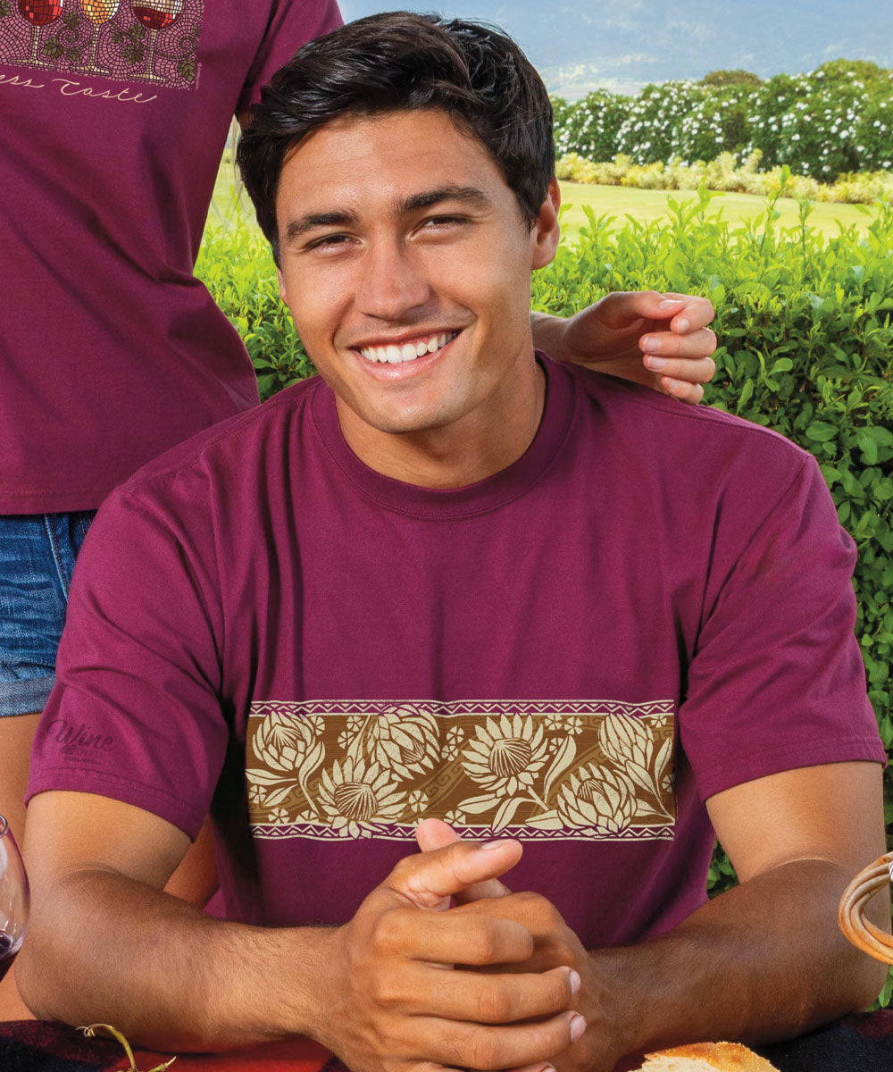 Tribal Protea Band - Wine Dyed Short Sleeve Crewneck T-Shirt