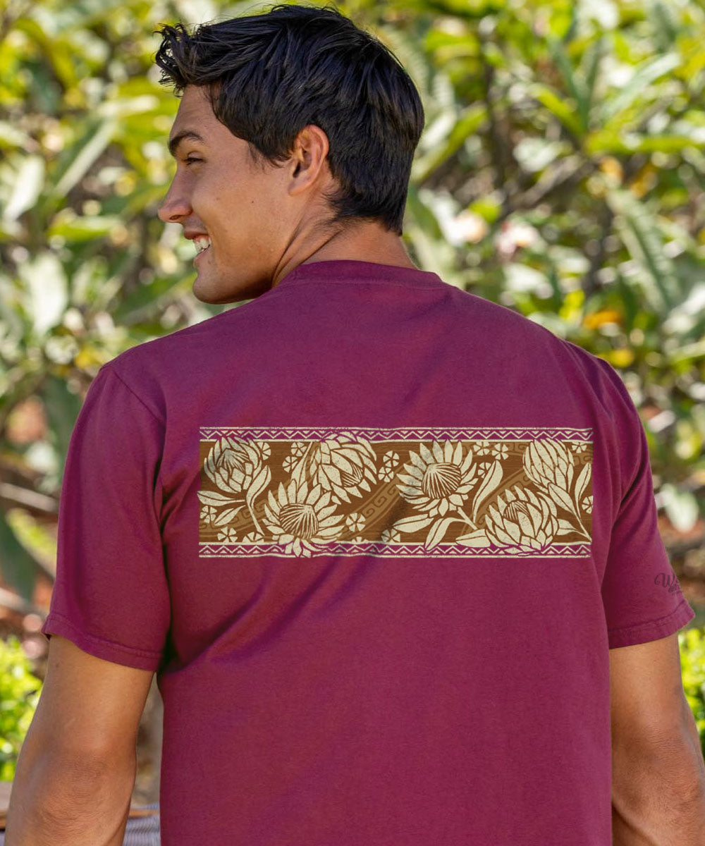 Tribal Protea Band - Wine Dyed Short Sleeve Crewneck T-Shirt